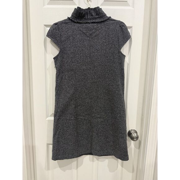 Ann Taylor LOFT Dress Womens 6 Gray Wool Blend Tweed Ruffle Neck Shift Pockets - Picture 2 of 12